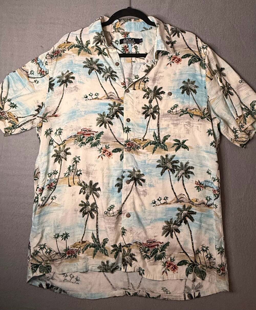 Boca Classics Men's Short Sleeve Hawaiian Shirt, Size Large